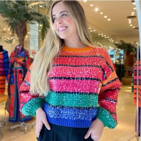FARM RIOColorful Sequin Striped Sweater - Picture 4 of 4